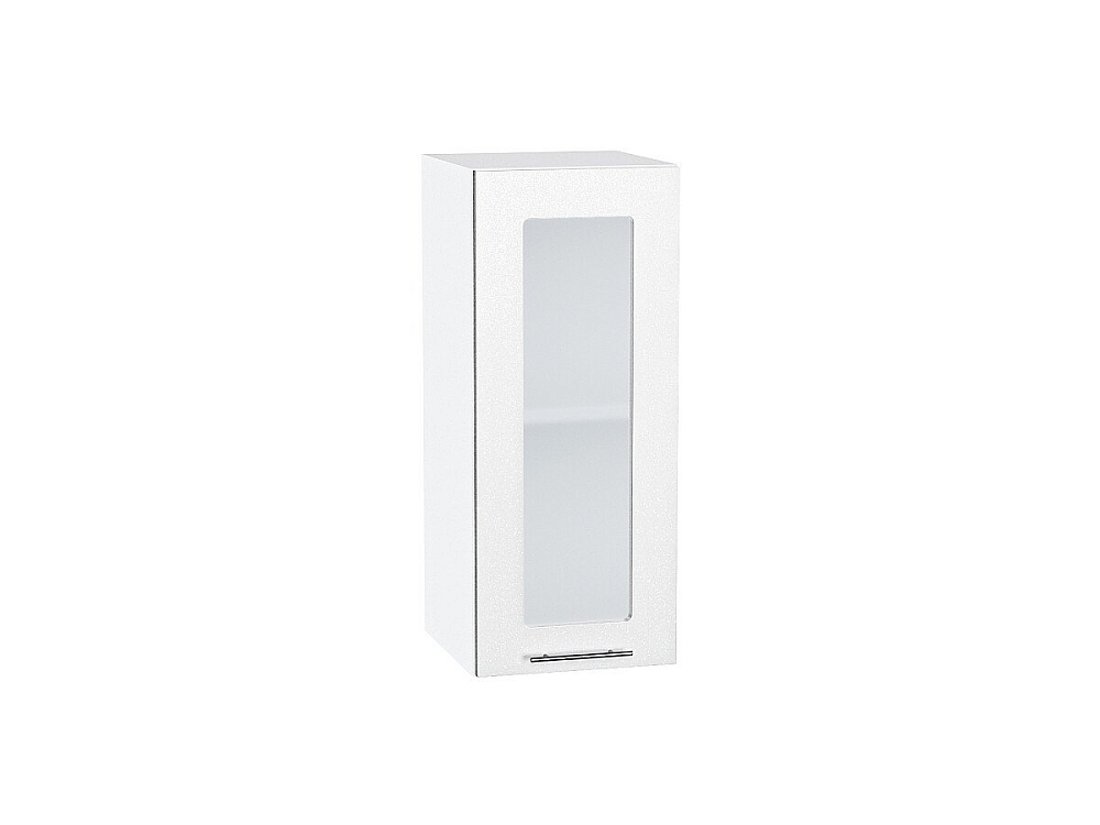Шкаф верхний с 1-ой остекленной дверцей Валерия-М (716х300х318) Белый/белый металлик