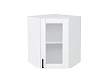 Шкаф верхний угловой остекленный Лофт (716х600х600) Белый/super white
