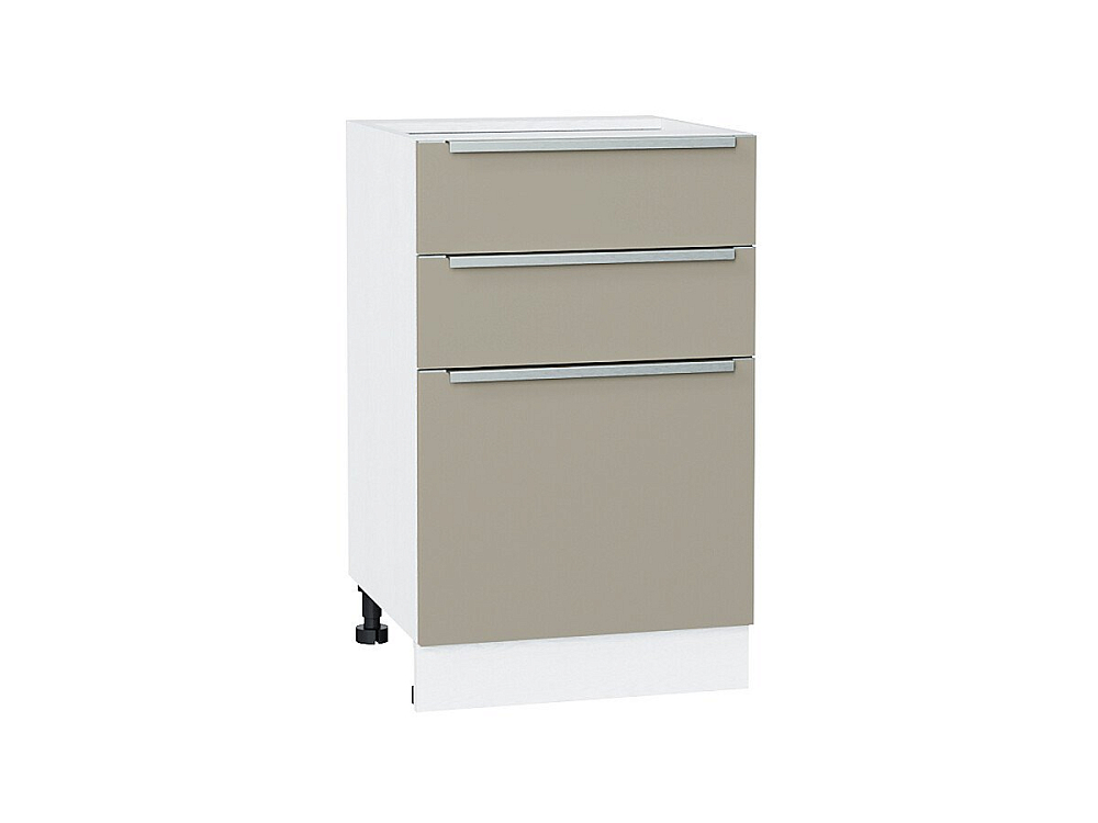 Шкаф нижний с 3-мя ящиками Фьюжн (816х500х480) Белый/silky grey