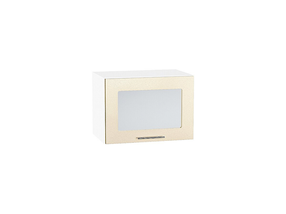 Шкаф верхний горизонтальный остекленный Валерия-М (358х500х318) Белый/Бежевый металлик