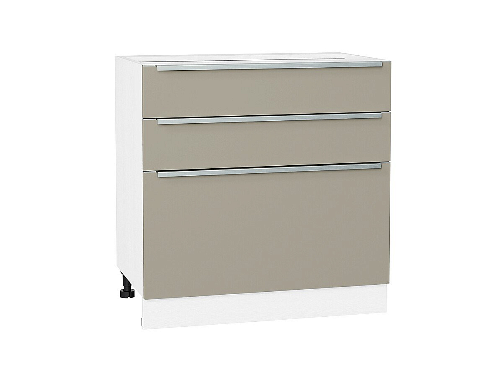 Шкаф нижний с 3-мя ящиками Фьюжн (816х800х480) Белый/silky grey