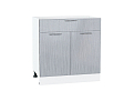 Шкаф нижний с 2-мя дверцами и ящиком Валерия-М (816х800х478) Белый/Серый металлик дождь светлый