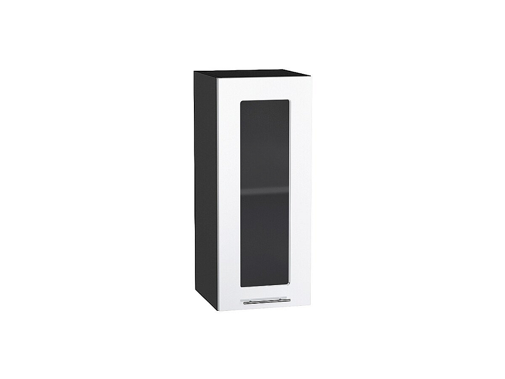 Шкаф верхний с 1-ой остекленной дверцей Валерия-М (716х300х318) graphite/Белый глянец