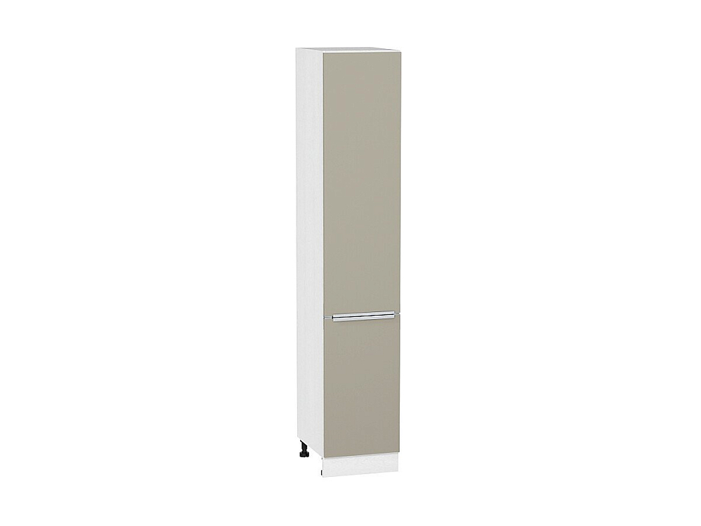 Шкаф пенал с 2-мя дверцами Фьюжн (2132х400х576) Белый/silky grey