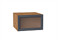 Шкаф верхний горизонтальный остекленный глубокий Сканди (358х600х576) Дуб Вотан/graphite softwood