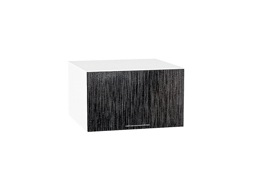 Шкаф верхний горизонтальный с увеличенной глубиной Валерия-М (358х600х574) Белый/Черный металлик дождь