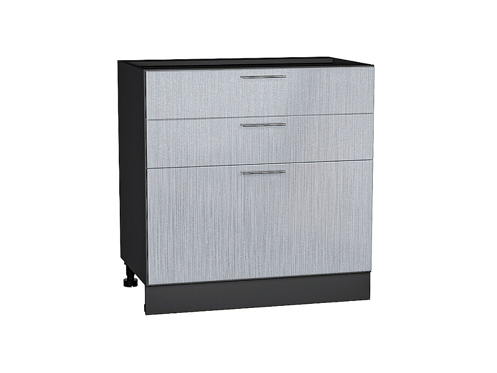 Шкаф нижний с 3-мя ящиками Валерия-М (816х800х478) graphite/Серый металлик дождь светлый