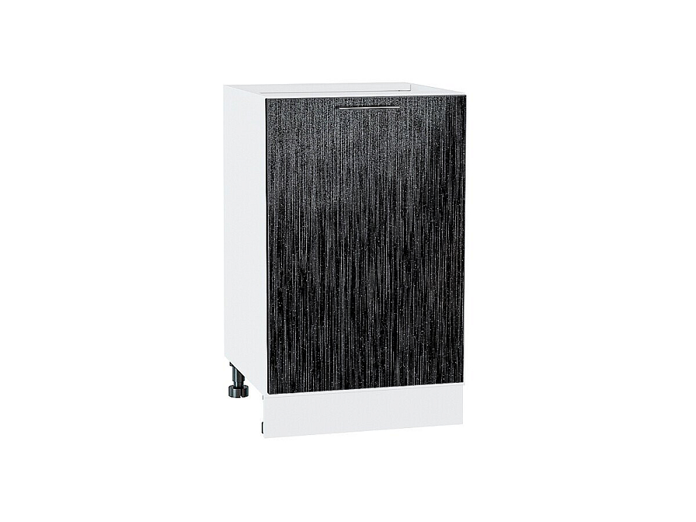 Шкаф нижний с 1-ой дверцей Валерия-М (816х500х478) Белый/Черный металлик дождь