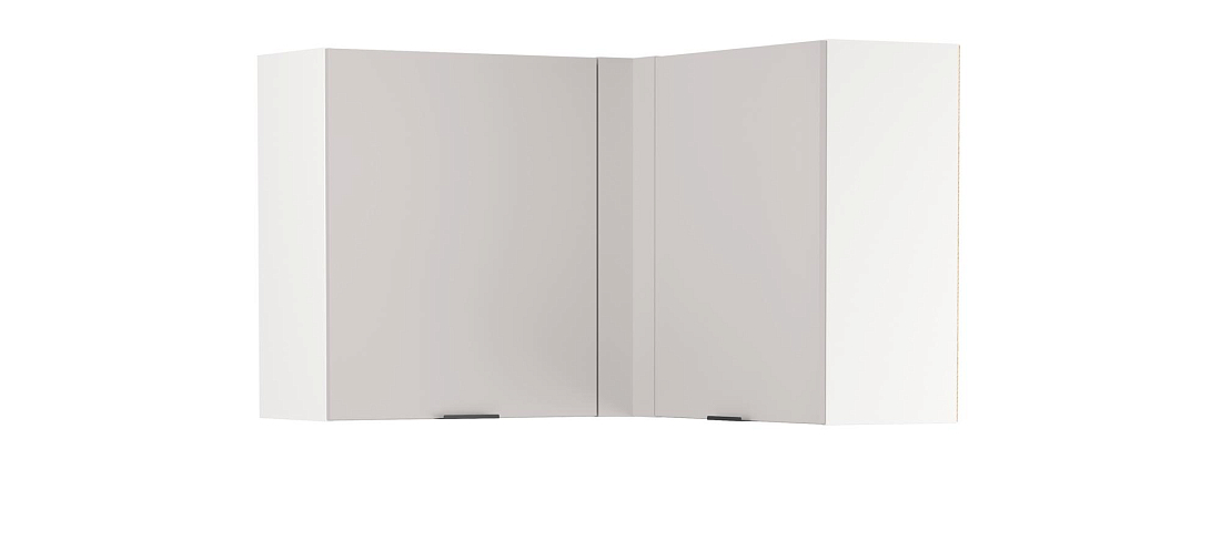 Шкаф навесной угловой Венера ЛДСП белый/фасад ЛДСП кашемир/ДВПО белый