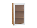 Шкаф верхний с 1-ой остекленной дверцей Сканди (920х500х320) Дуб Вотан/white softwood